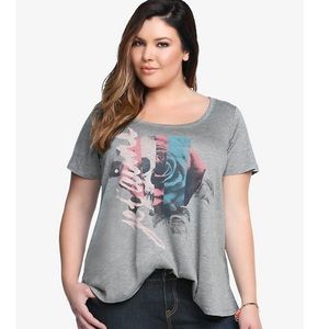 Torrid Grey Flowy Rose Graphic Swing Top Sz 1X